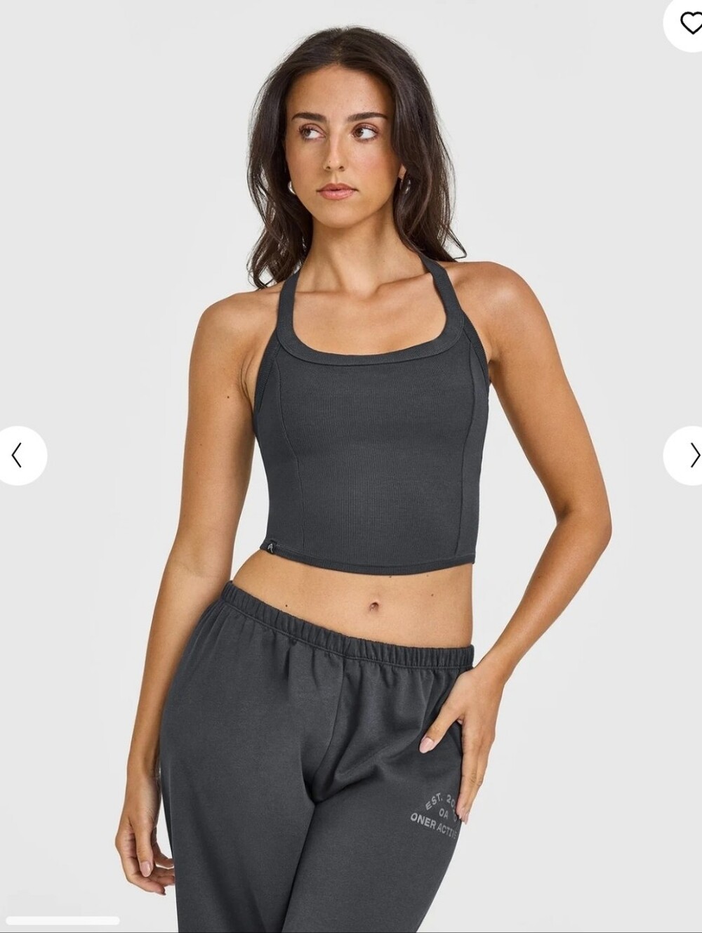 Oner Active - MELLOW RIB HALTER NECK MID TANK TOP WITH BUILT IN BRA SHELF
